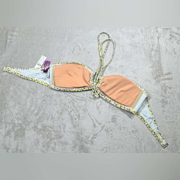 NWT J.Crew X Liberty Eliza’s Yellow White Floral Halter Tie Neck Bikini Top L - Picture 10 of 16